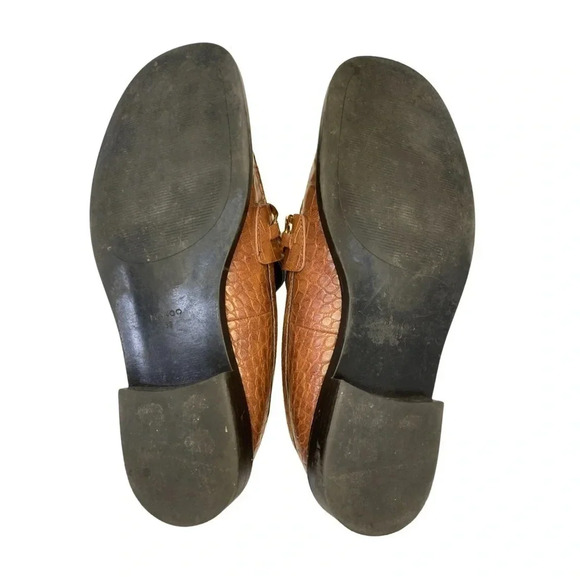 Mango Gold Chain Brown Textured Loafers | Size 8.5 - Picture 5 of 9